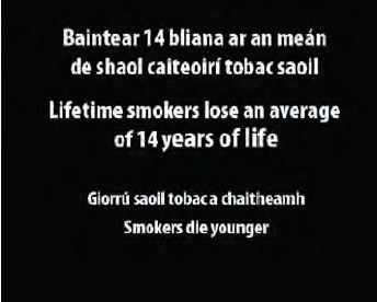 Ireland 2013 Health Effects Death - average loss of years, plain warning